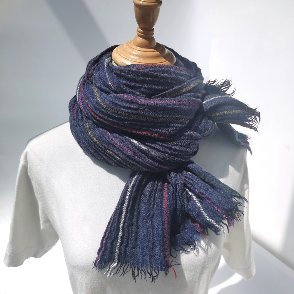 Muffler Men Wool - 暖かい冬のメンズウールスカーフファッションブランドストライプタッセルスカーフ男性のためのロングソフトパシュミナスカーフ男性アクセサリーショール