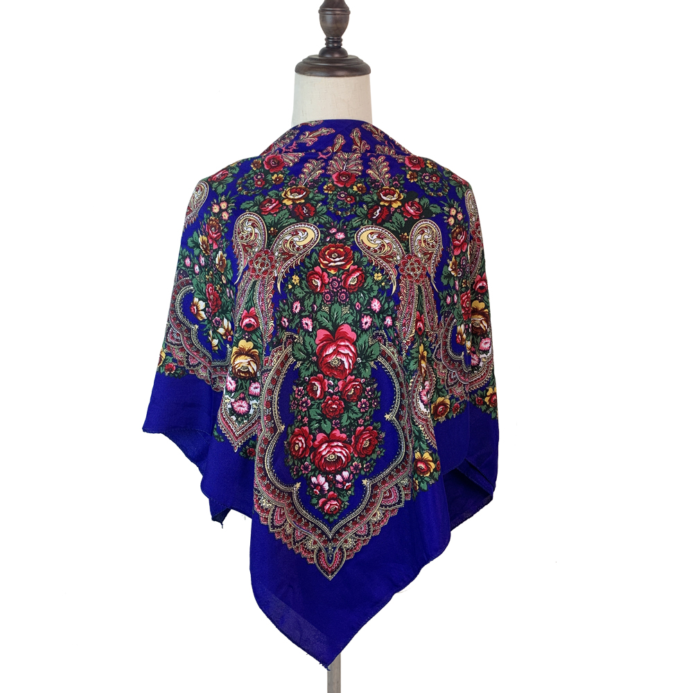 Bandana Cotton - 女性のための花柄の正方形のスカーフ,豪華なバンダナショール,ロシアのヘッドラップ,100x100cm