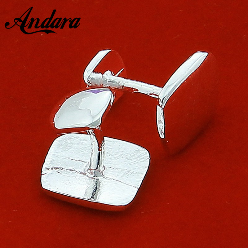 Tie Clip Silver - ホット販売シルバースクエアカフスボタンメンズシルバーカラーシャツカフスボタンファッションシャツボタン女性カフスジュエリー