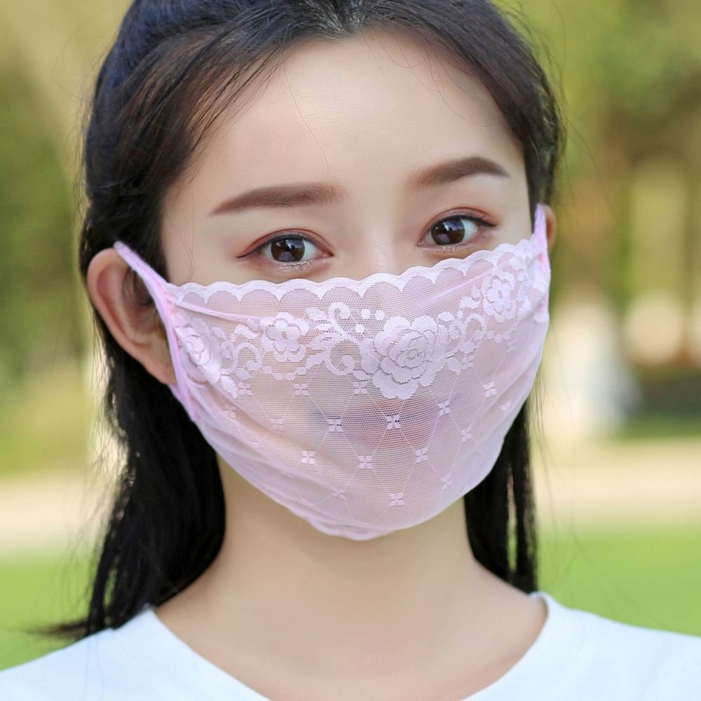Face Scarf Mask - ファッション通気性日焼け止めベール超薄型レースデザインサイクリングマスクUV保護弾性フェイスカバー屋外用