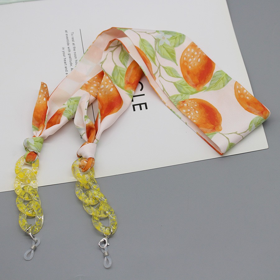 Silk Neck Scarf - ボヘミアンプリントのシルクスカーフ,サングラス,アクリル,マスクホルダー,ネックストラップ,女の子へのギフトジュエリー