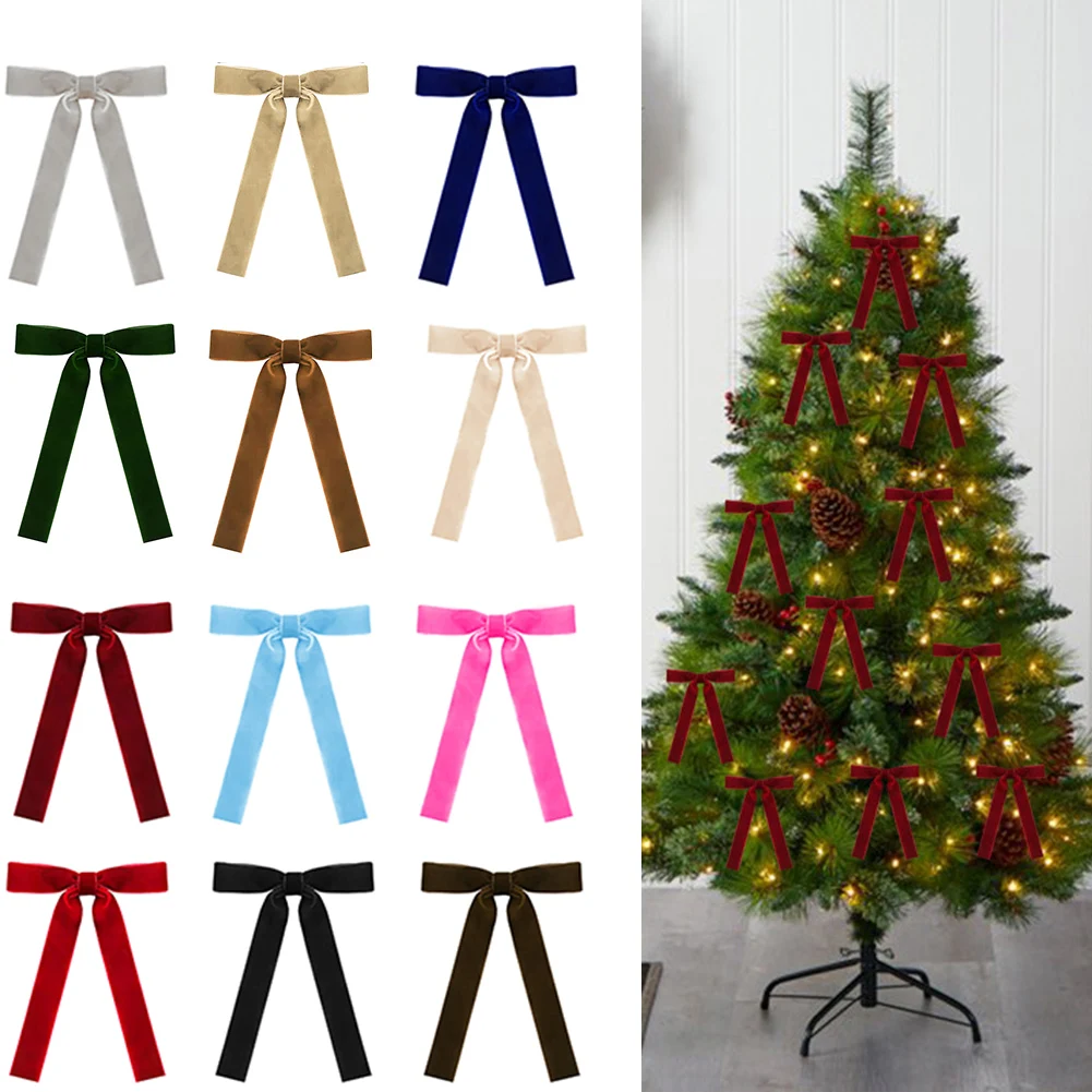 Bow Tie Pre Tied - 2.5cm ライトコーヒー色のベルベットリボン結び目 クリスマスデコレーション 結び済みデコレーション 角度のある端 クリアツイストタイの裏地