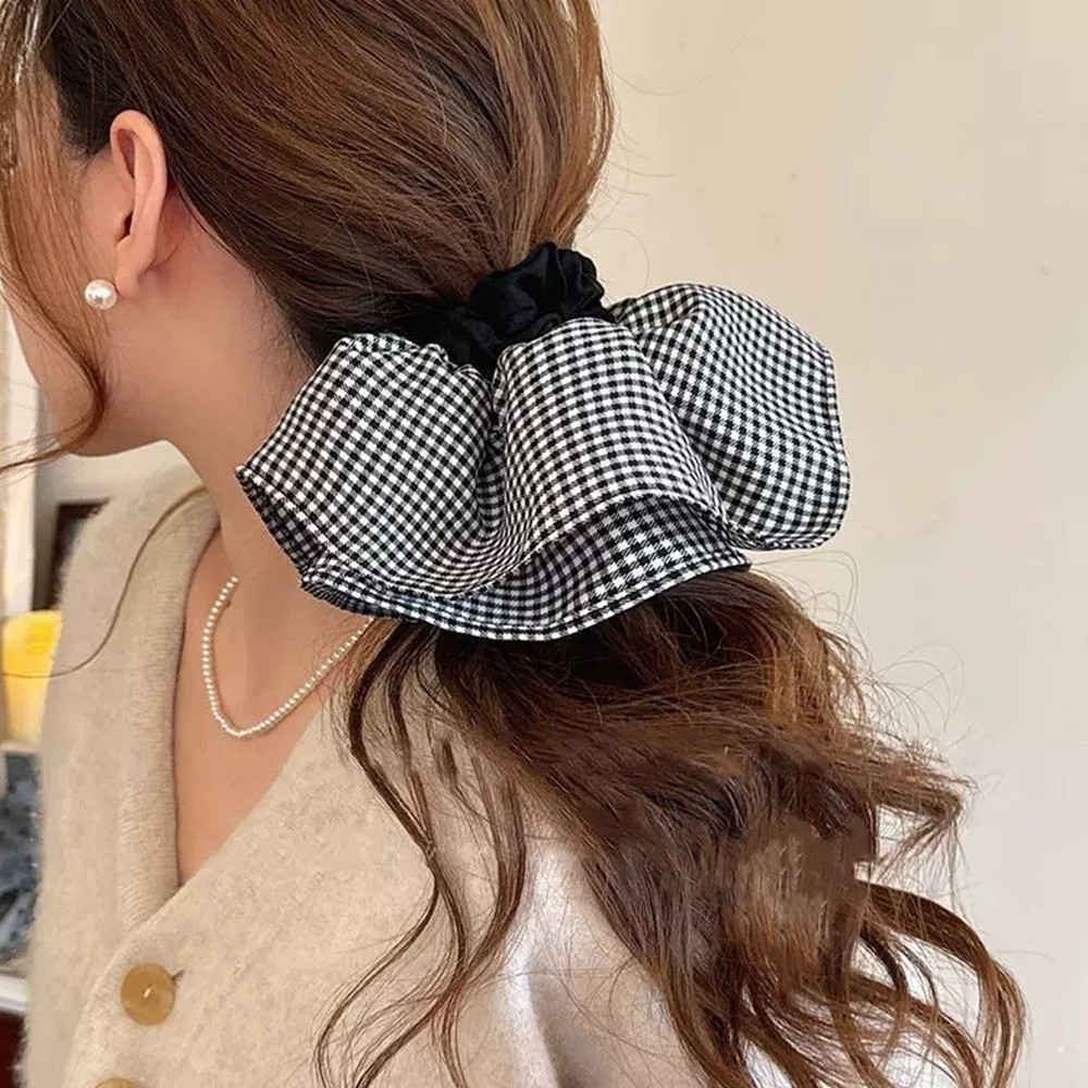 特大チェック柄ヘアネクタイ弾性バンド女性の新 2025 ハイ - Silk Tie Striped のレビューと価格
