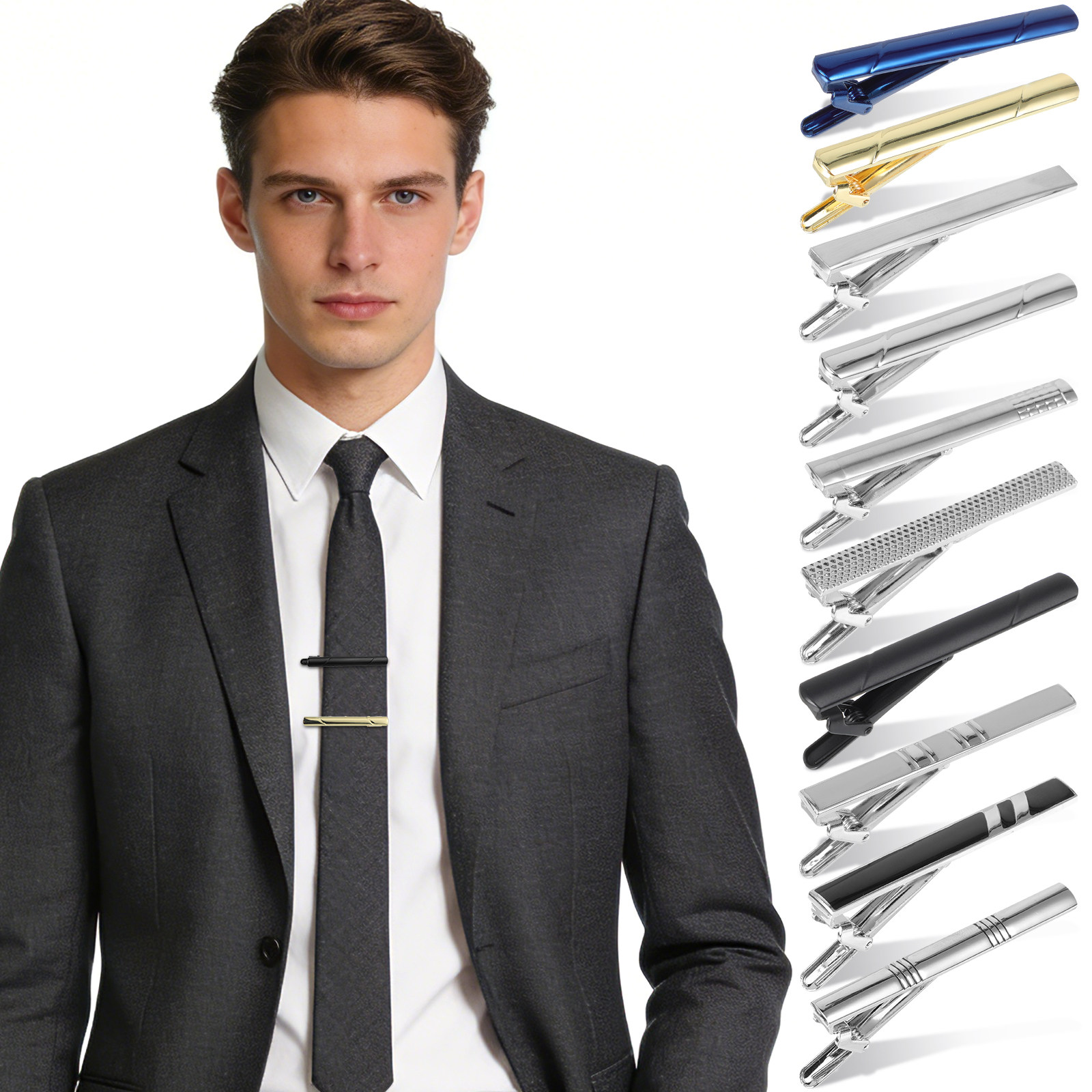 10 個ネクタイクリップセットエレガントな銅ビジネスネクタイ - Tie Bar Set Gift のレビューと価格
