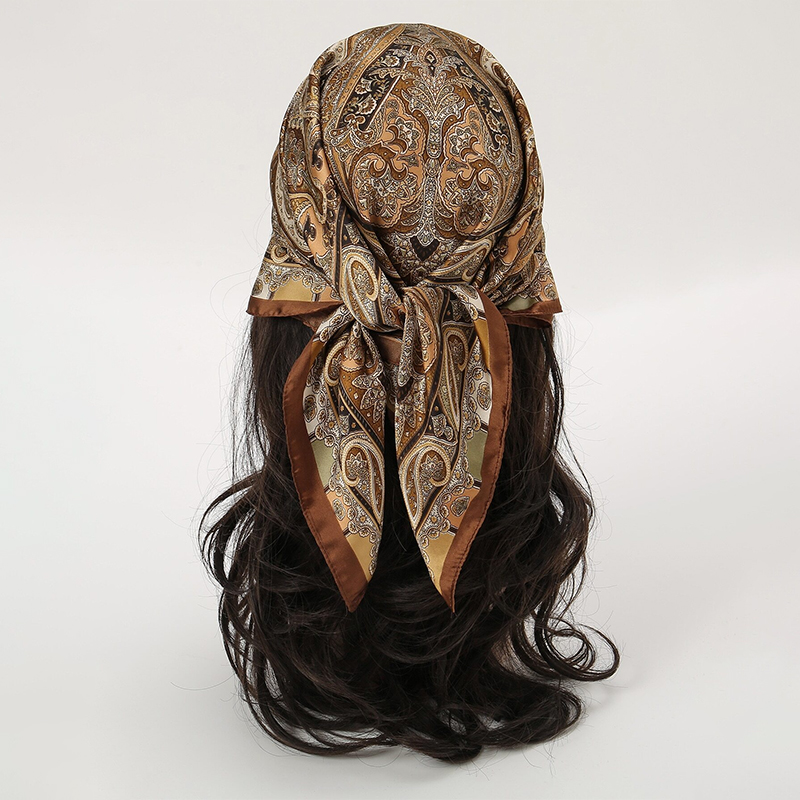 ボヘミアンスタイルのプリントシルクスカーフ,高級ブランド,正 - Head Wrap Turban のレビューと価格