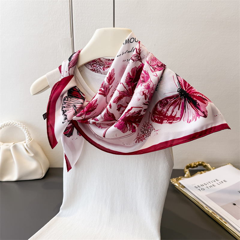 ヴィンテージ蝶スケッチスクエアシルクスカーフソフトサテンバン - Ascot Neck Scarf のレビューと価格