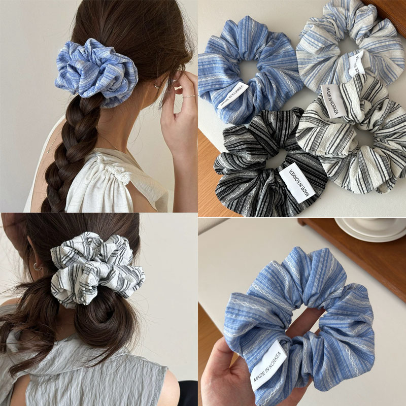 女の子のための韓国のファッションストライプのヘアラバーバンド - Silk Tie Striped のレビューと価格