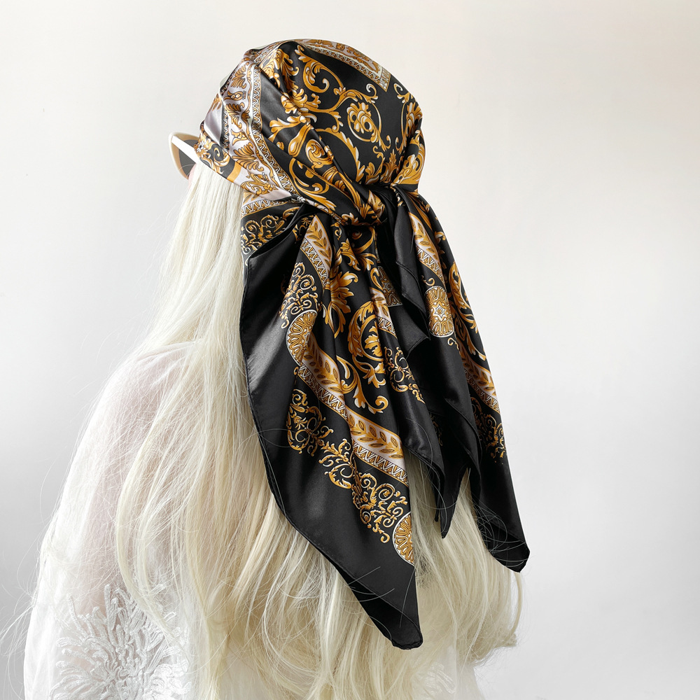 シルクショールサテンスクエアスカーフ女性のためのペイズリーネ - Head Wrap Turban のレビューと価格