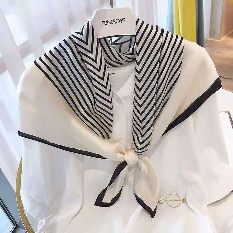 ファッションスクエア 70 センチメートル黒と白のストライプ - Silk Tie Striped のレビューと価格