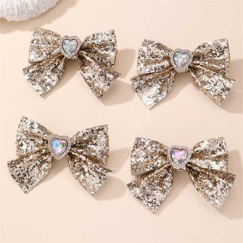 ゴールドとシルバーのリボンヘアクリップ、20/10/4個パッ - Tie Clip Silver のレビューと価格