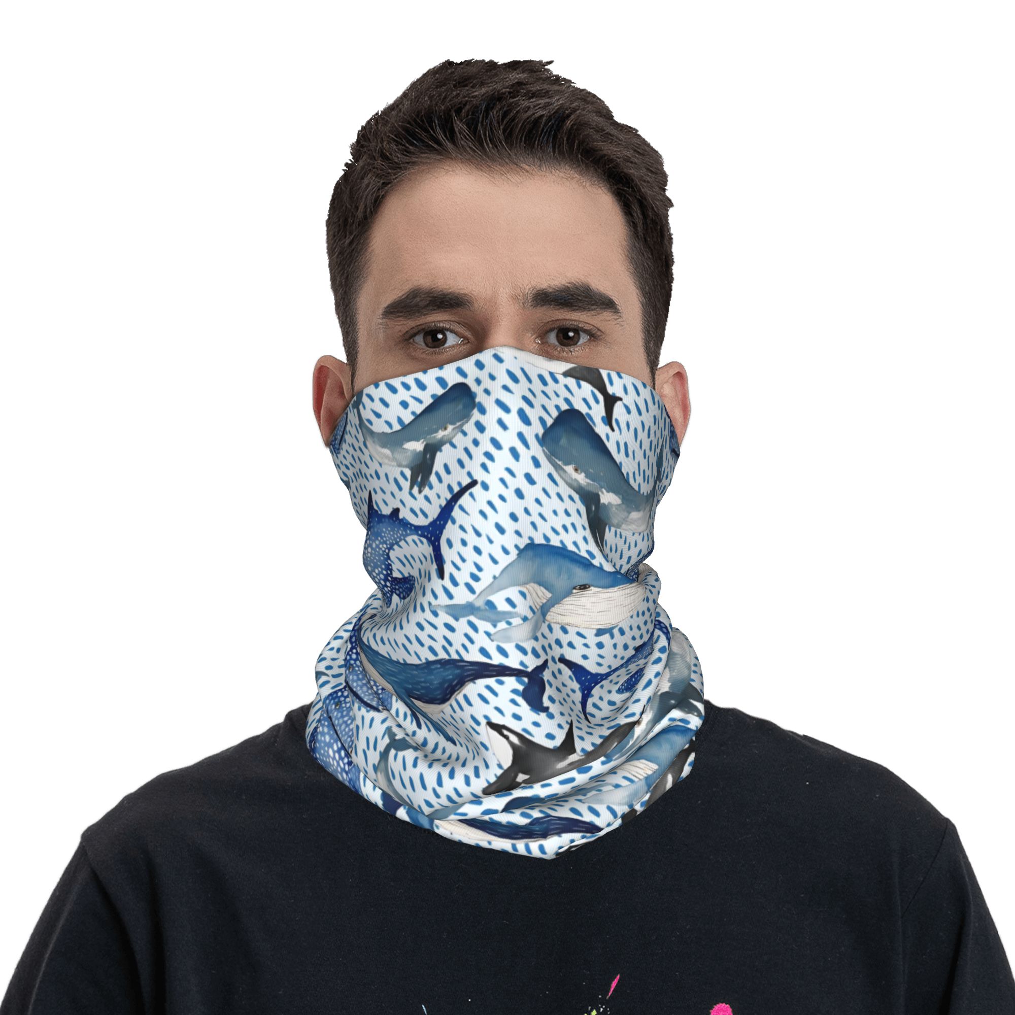 カスタムブルー水彩画サメ柄ウィンターヘッドバンドネックウォー - Neck Warmer Tube のレビューと価格