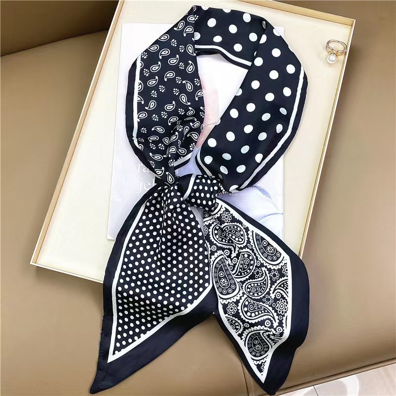 高級ゼブラプリントシルクスクエアスカーフ女性ソフトサテンハン - Silk Tie Striped のレビューと価格