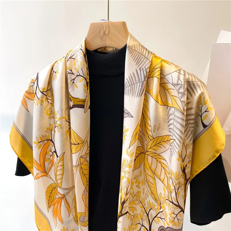 1 個 70 センチメートル落ち葉秋黄色シルクスカーフ女性用 - Face Scarf Mask のレビューと価格