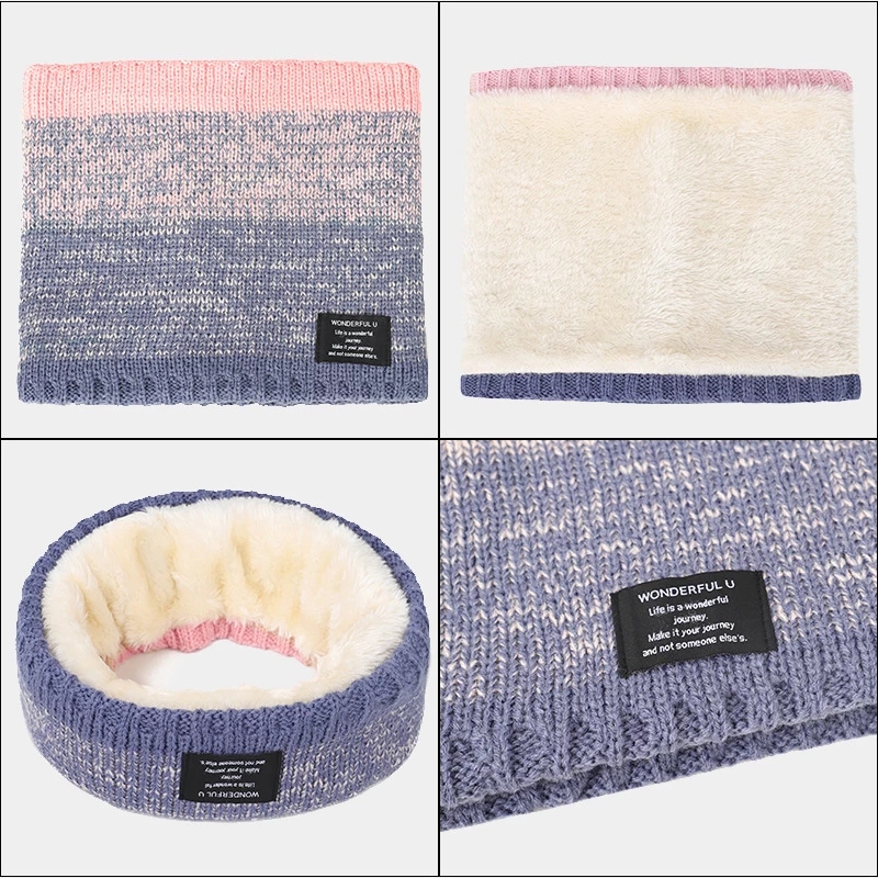冬のスカーフ男性フリースリングバンダナニット暖かい固体スカー - Handkerchief Cotton Men のレビューと価格