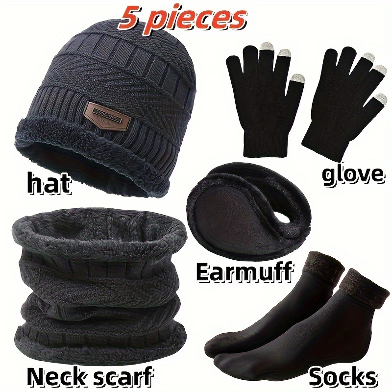 メンズウィンターハット、アウトドアウィンタースカーフ、手袋、 - Muffler Men Wool のレビューと価格