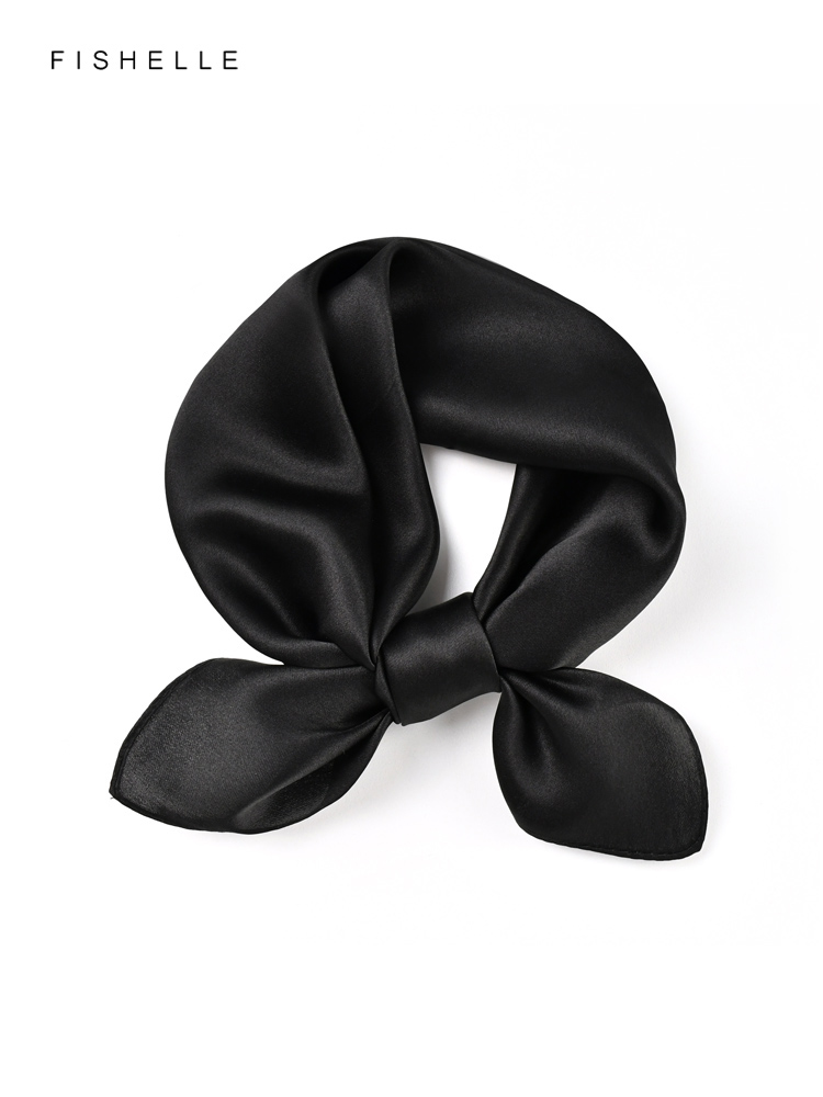 女性用シルクスカーフ,無地のブラック,女性用スカーフ,小さな - Silk Neck Scarf のレビューと価格