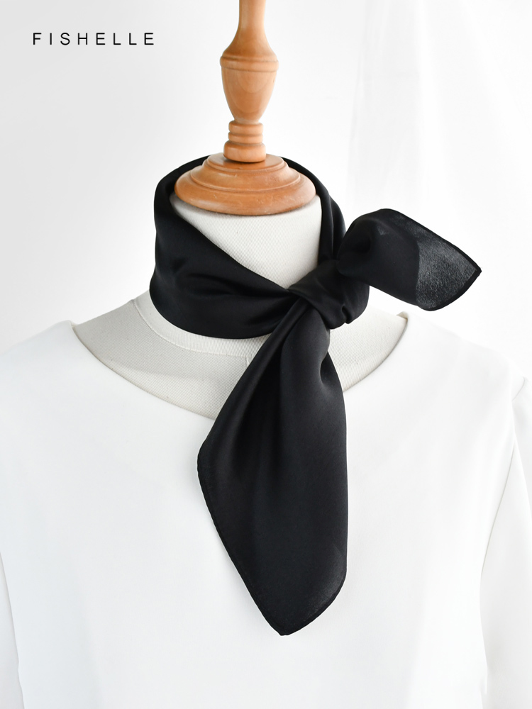 女性用シルクスカーフ,無地のブラック,女性用スカーフ,小さな - Silk Neck Scarf のレビューと価格