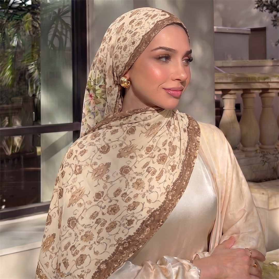 ヴィンテージ花柄プリントヒジャブ ソフト軽量ムスリム女性用ス - Head Wrap Turban のレビューと価格
