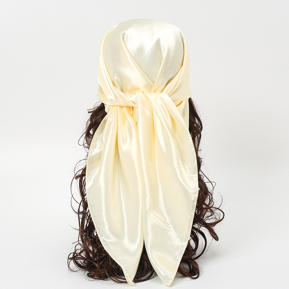 90 センチメートル無地ネッカチーフヒジャーブスカーフ女性の - Silk Neck Scarf のレビューと価格